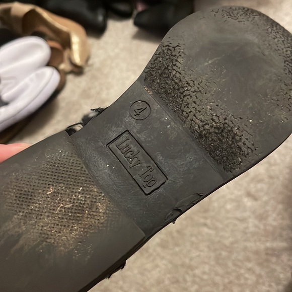 Lucky top girls leather stretch black boots size 8 says 4 - Picture 5 of 10